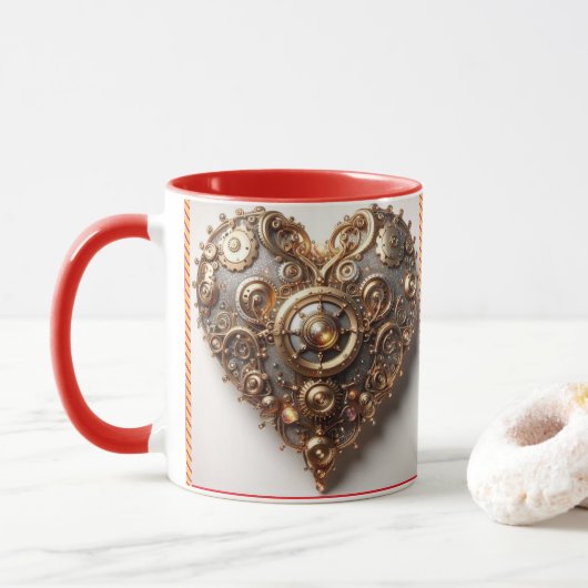 Steampunk Elegant Clockwork Gear Heart Mok (Met donut)