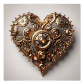 Steampunk Elegant Clockwork Gear Heart Perfect Poster (Voorkant)