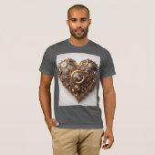Steampunk Elegant Clockwork Gear Heart T-shirt (Voorkant volledig)