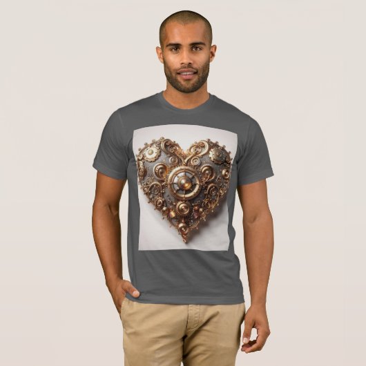 Steampunk Elegant Clockwork Gear Heart T-shirt (Voorkant volledig)
