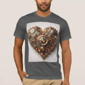 Steampunk Elegant Clockwork Gear Heart T-shirt (Voorkant)