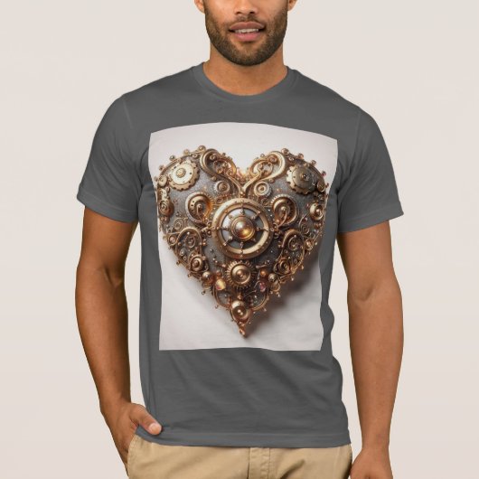 Steampunk Elegant Clockwork Gear Heart T-shirt (Voorkant)