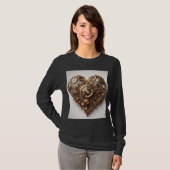 Steampunk Elegant Clockwork Gear Heart T-shirt (Voorkant volledig)