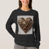 Steampunk Elegant Clockwork Gear Heart T-shirt (Voorkant)