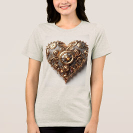 Steampunk Elegant Clockwork Gear Heart Tri-Blend Shirt