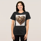 Steampunk Elegant Clockwork Gear Heart Tri-Blend Shirt (Voorkant volledig)