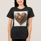 Steampunk Elegant Clockwork Gear Heart Tri-Blend Shirt (Voorkant)