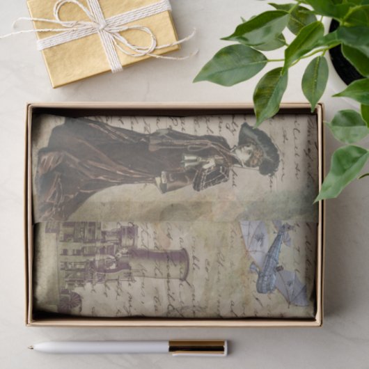  Steampunk Elegant Victoriaans Lady Tissuepapier (Geschenk)