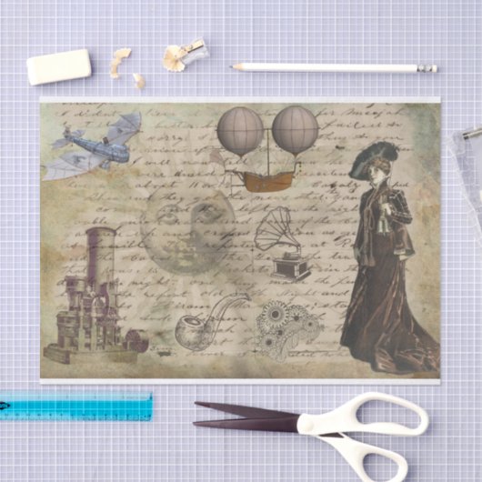  Steampunk Elegant Victoriaans Lady Tissuepapier (Craft)