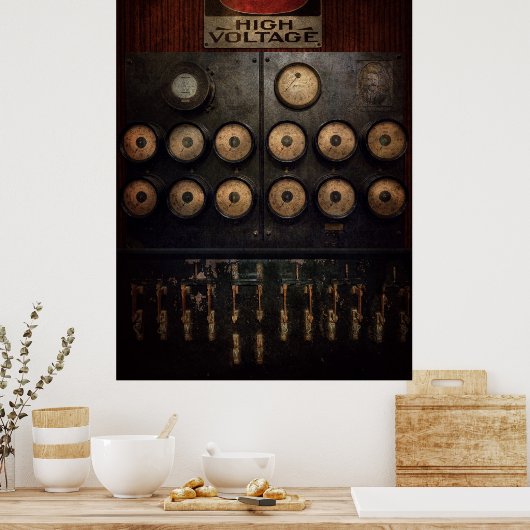 Steampunk - Elektrisch - Centrum van de macht Poster (Keuken)