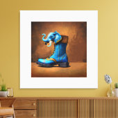 Steampunk Elephant Boot canvas print (Insitu (Woonkamer))