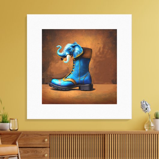 Steampunk Elephant Boot canvas print (Insitu (Woonkamer))