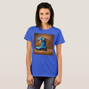 Steampunk Elephant Boot dames blauw T-shirt
