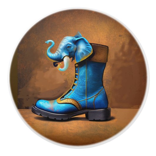 Steampunk Elephant Boot keramische knop (Voorkant)