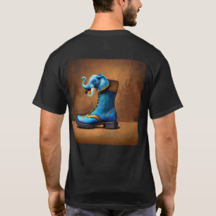 Steampunk Elephant Boot mannen zwart T-shirt terug