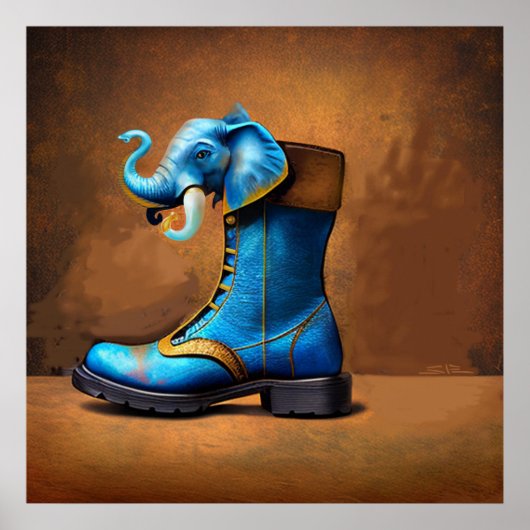 Steampunk Elephant Boot mat waarde poster (Voorkant)