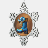 Steampunk Elephant Boot Pewter sneeuwvlok ornament (Rechts)
