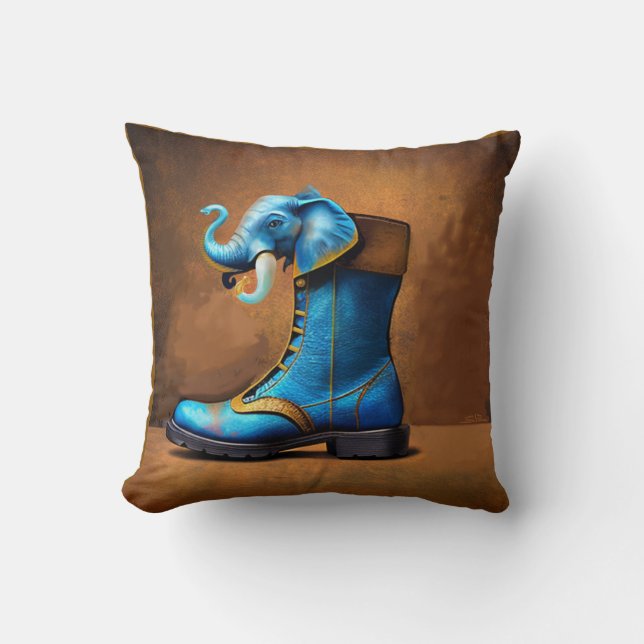 Steampunk Elephant Boot vierkante worp kussen (Voorkant)