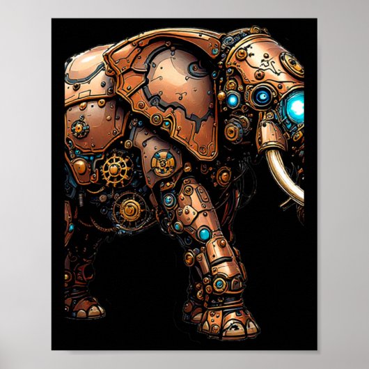 Steampunk Elephant De Mechanische Circus Sticker Poster (Voorkant)