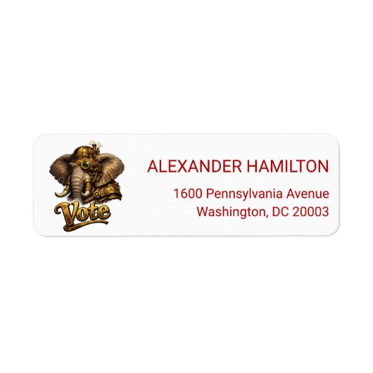  Steampunk Elephant Vote Return Address Etiket (Voorkant)