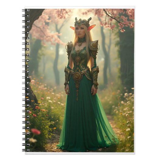 Steampunk Elven Princess in een tuin Notitieboek (Voorkant)