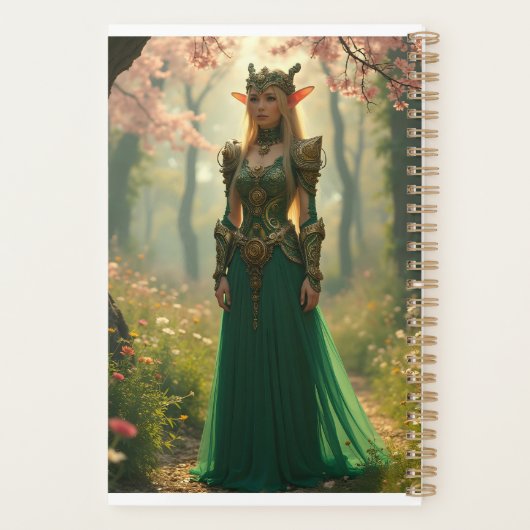 Steampunk Elven Princess in een tuin Planner (Achterkant)