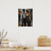 Steampunk Embrace - Victoriaans liefhebbers Waterv Poster (Keuken)