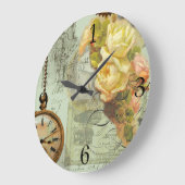 Steampunk en gele rozen in het groen grote klok (Hoek)
