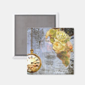 Steampunk en gele rozen magneet (Voorkant / Achterkant)