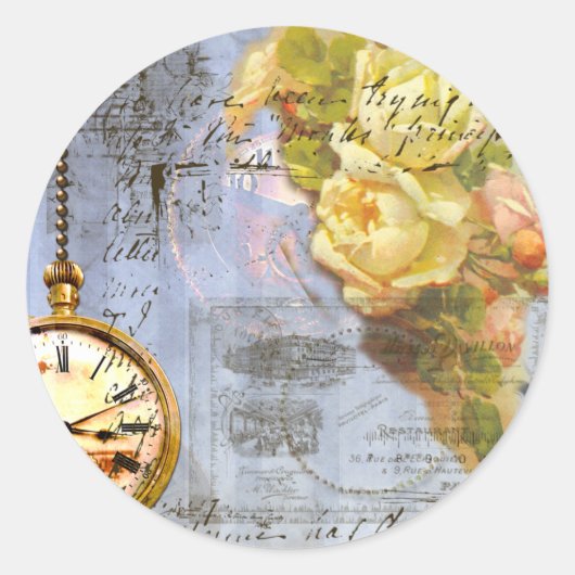 Steampunk en gele rozen ronde sticker (Voorkant)