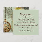 Steampunk en gele rozen save the date (Voorkant / Achterkant)