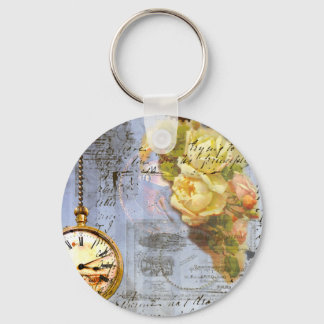 Steampunk en gele rozen sleutelhanger