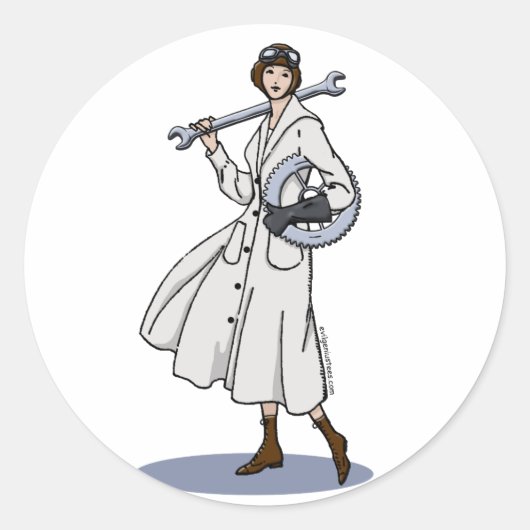 Steampunk Engineer Ronde Sticker (Voorkant)