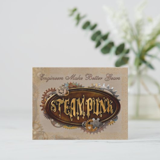 Steampunk Engineers Gears Briefkaart (Staand voorkant)