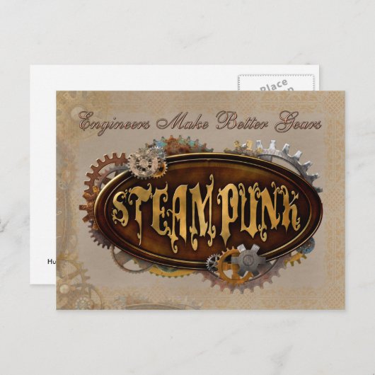 Steampunk Engineers Gears Briefkaart (Voorkant / Achterkant)