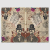 Steampunk English Gentlemen and Clocks Tissuepapier (Voorkant)