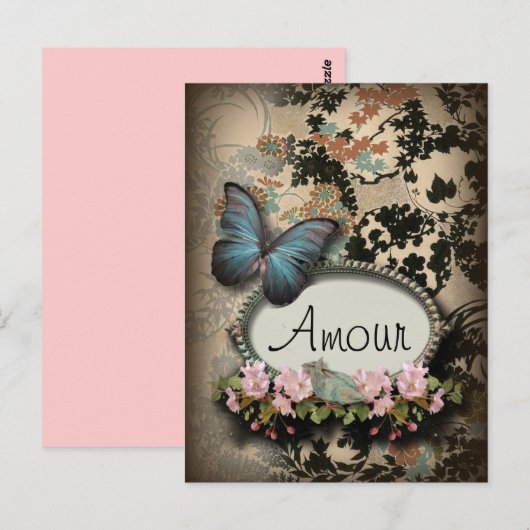 steampunk Ephemera floral Butterfly Victoriaans Briefkaart (Voorkant / Achterkant)