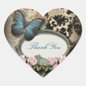 steampunk Ephemera floral Butterfly Victoriaans Hart Sticker (Voorkant)