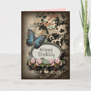 steampunk Ephemera floral Butterfly Victoriaans Kaart