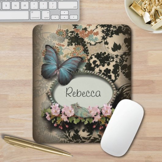 steampunk Ephemera floral Butterfly Victoriaans Muismat