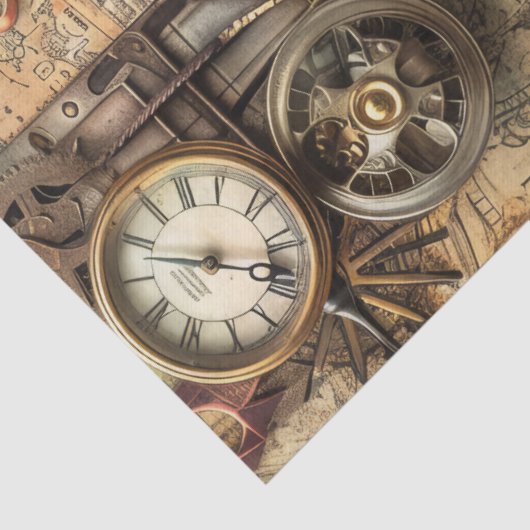 Steampunk Ephemera Klokkaart Gears Decoupage Tissuepapier (Detail)