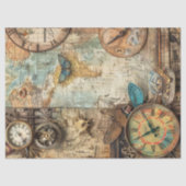 Steampunk Ephemera Klokkaart Gears Decoupage Tissuepapier (Voorkant)