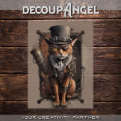 Steampunk Explorer Cat - decoupage - Tissuepapier