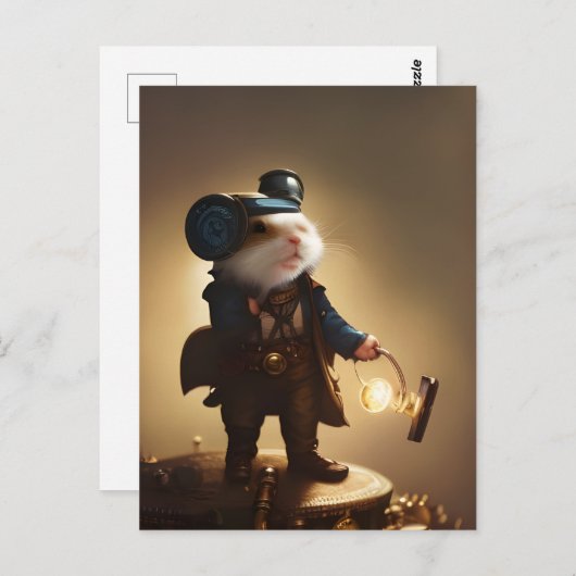 Steampunk Explorer Hamster Briefkaart (Voorkant / Achterkant)