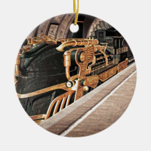 Steampunk Express Keramisch Ornament