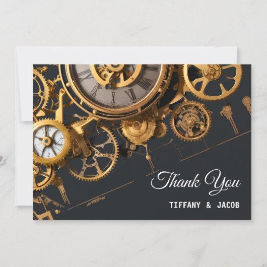 Steampunk Extravaganza  Clockwork Bruiloft Bedankkaart (Voorkant)
