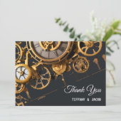 Steampunk Extravaganza  Clockwork Bruiloft Bedankkaart (Staand voorkant)