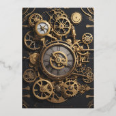 Steampunk Extravaganza  Clockwork Bruiloft Folie Uitnodiging (Achterkant)