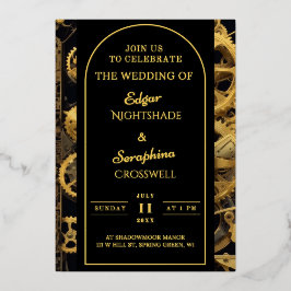 Steampunk Extravaganza Clockwork Bruiloft Folie Uitnodiging