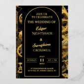 Steampunk Extravaganza  Clockwork Bruiloft Folie Uitnodiging (Voorkant)